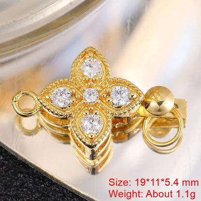 Juya Handmade 18K Gold Silver Plated Fastener Bail Connector Clasps Accessories For Needlework Pearls Beads Jewelry Making