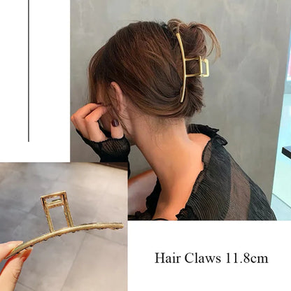 Fashion Metal Hair Claw For Women Gold Silver Color Cross Crab Hair Clip Korean Elegant Geometric Hairpin Girl Hair Accessories