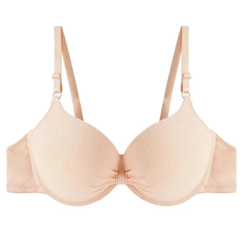Bras Sexy Women Cotton Gathered Bra Deep V Underwire Ladied Brassiere Push Up Lingerie Solid Bras Backless Intimate Underwear