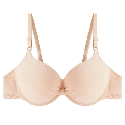 Bras Sexy Women Cotton Gathered Bra Deep V Underwire Ladied Brassiere Push Up Lingerie Solid Bras Backless Intimate Underwear