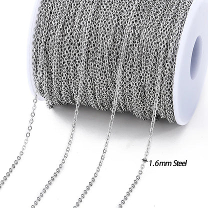 No Fade 2Meters Stainless Steel Chains Gold Color Lips Beads Beaded Chain for Jewelry Making DIY Necklace Bracelet Accessories