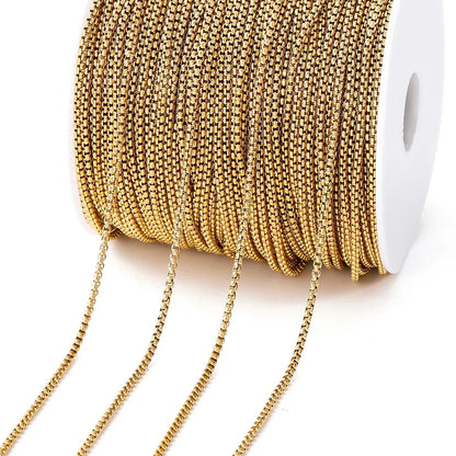 No Fade 2Meters Stainless Steel Chains Gold Color Lips Beads Beaded Chain for Jewelry Making DIY Necklace Bracelet Accessories