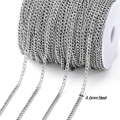 No Fade 2Meters Stainless Steel Chains Gold Color Lips Beads Beaded Chain for Jewelry Making DIY Necklace Bracelet Accessories