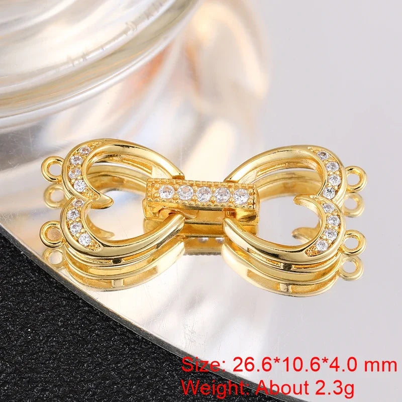 Juya Handmade 18K Gold Silver Plated Fastener Bail Connector Clasps Accessories For Needlework Pearls Beads Jewelry Making