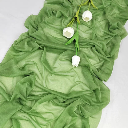 Chiffon Table Runner Sheer Fabric Silk for Boho Sheer Fabric Wedding Arch Overlay Draping Decoration Birthday Party Table Decor