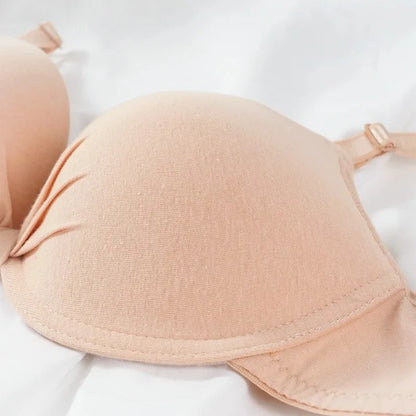 Bras Sexy Women Cotton Gathered Bra Deep V Underwire Ladied Brassiere Push Up Lingerie Solid Bras Backless Intimate Underwear