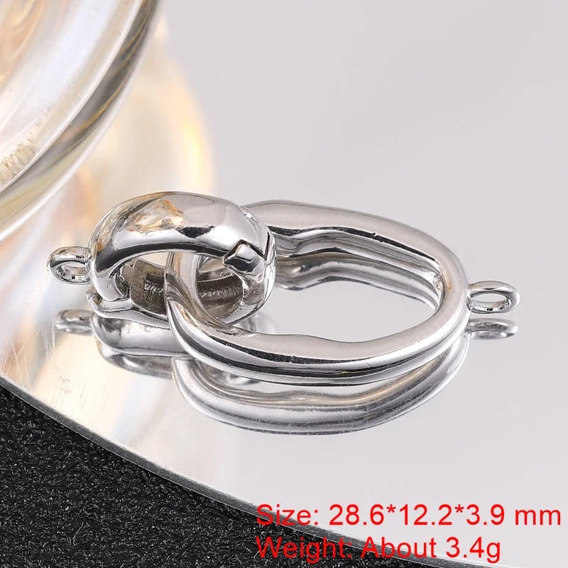 Juya Handmade 18K Gold Silver Plated Fastener Bail Connector Clasps Accessories For Needlework Pearls Beads Jewelry Making