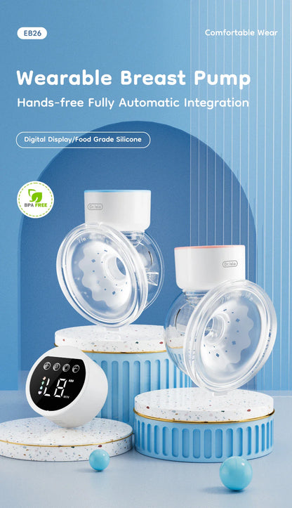 MAMIJOY Wearable Electric Breast Pumps 4 Modes 12 Levels Portable Hands Free Breast Pump Silent Comfort With 19/24mm Flange EB26