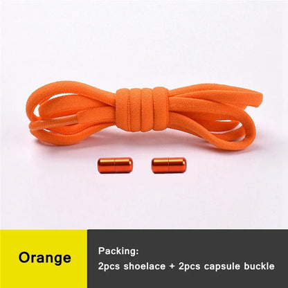 21 Colors No Tie Shoelaces Round Color Metal Lock Elastic Shoelace General For Children And Adults Sneakers Lazy Laces Unisex