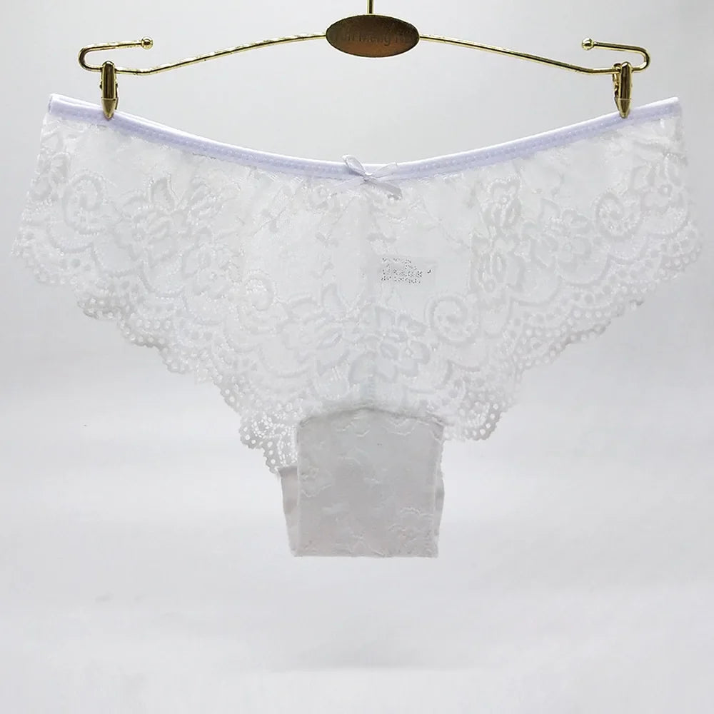 Women Briefs Sexy Full Lace Panties Hollow Out Low-waist Female Shorts Soft Solid Color Breathable Underwear Fast Ship 3pcs/lots