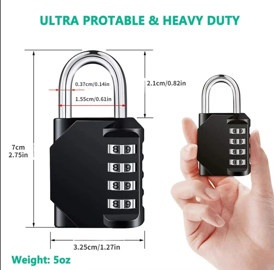 1pc Combination Lock Resettable 4 Digit Padlock with Combination Waterproof and Heavy Duty Combination Padlock Outdoor