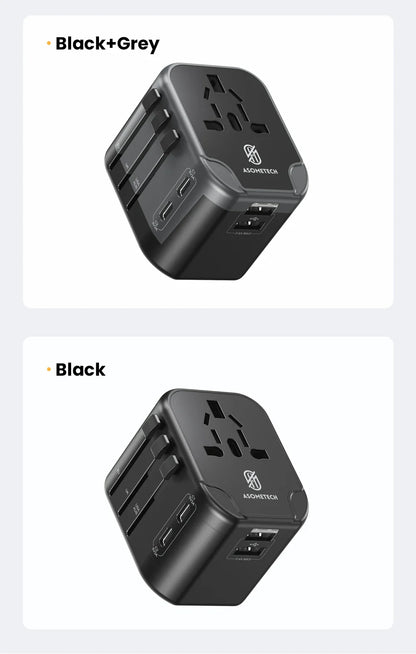ASOMETECH International Travel Adapter USB Charger 2 USB and 2 Type C Port All-in-one Wall Charger for US EU UK AUS Travel