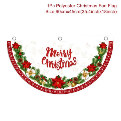 Christmas Fan-shaped Flag Banner Christmas Decoration for Home 2024 Christmas Ornament Xmas Navidad Noel Gift New Year 2025