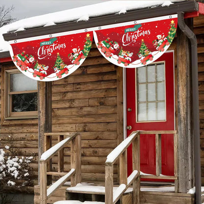 Christmas Fan-shaped Flag Banner Christmas Decoration for Home 2024 Christmas Ornament Xmas Navidad Noel Gift New Year 2025