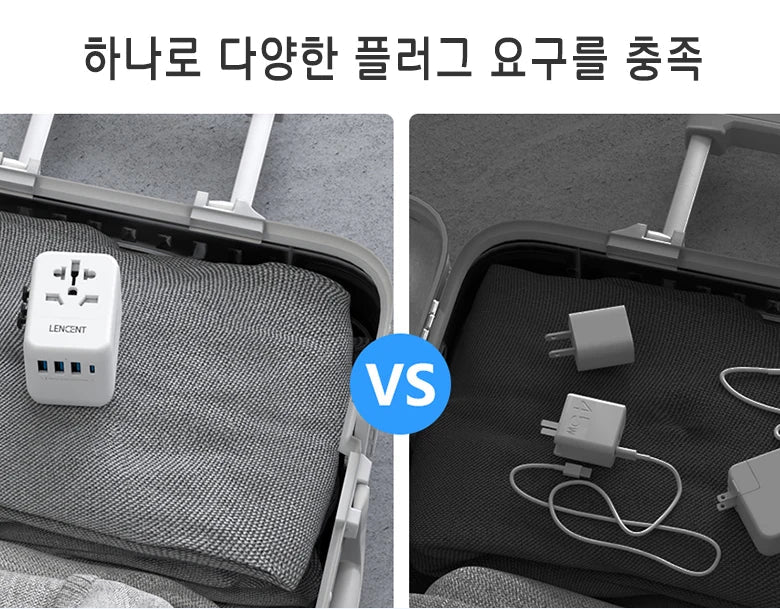 LENCENT Universal Travel Adapter with 3 USB Ports 1Type-C PD Charging All-in-one Travel Adapter EU/UK/USA/AUS Plug for Travel