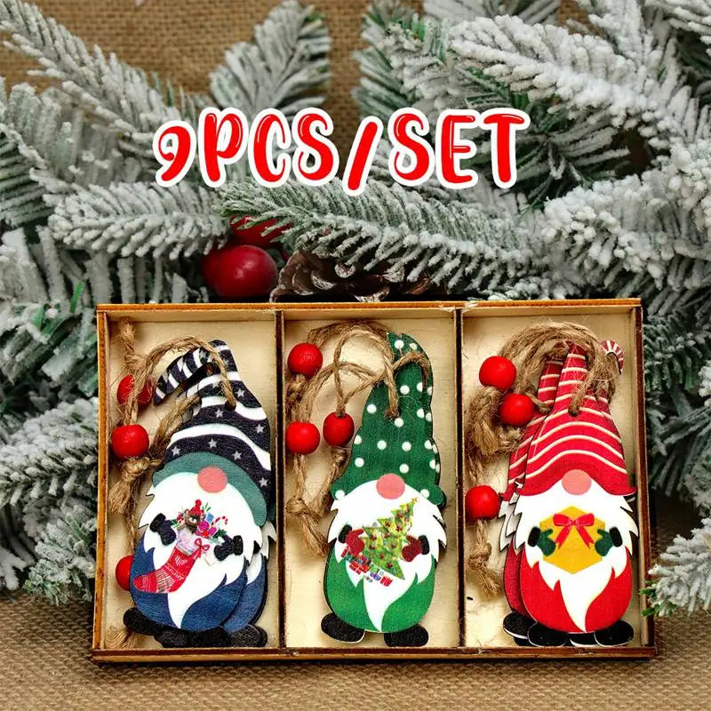 Christmas Gnomes Wooden Pendants Merry Christmas Decorations For Home 2024 Xmas Tree Christmas Ornaments Navidad New Year Gift