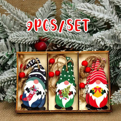 Christmas Gnomes Wooden Pendants Merry Christmas Decorations For Home 2024 Xmas Tree Christmas Ornaments Navidad New Year Gift