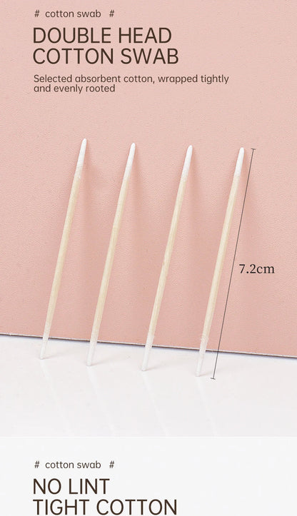 100/300 Pcs Disposable Ultra-small Cotton Swab Brush Lint Free Micro Wood Makeup Brushes Eyelash Extension Glue Removing Tools