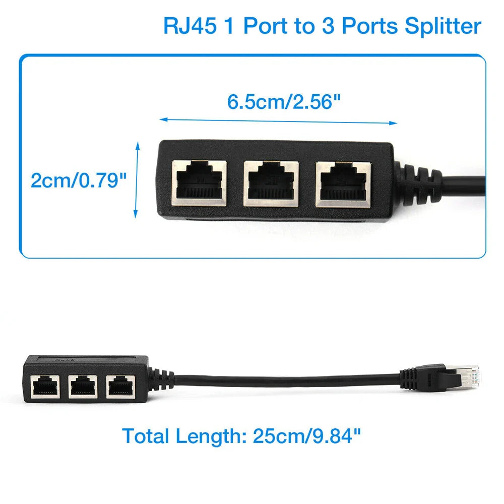 RJ45 1 to 2 / 1 to 3 Ways Splitter Connector Network Adapter Cat5 Cat6 Cat7 LAN Ethernet Cable for Networking Extension