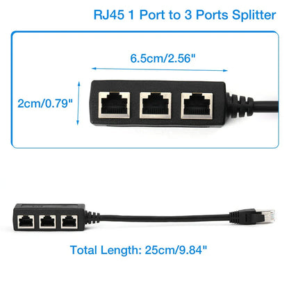 RJ45 1 to 2 / 1 to 3 Ways Splitter Connector Network Adapter Cat5 Cat6 Cat7 LAN Ethernet Cable for Networking Extension