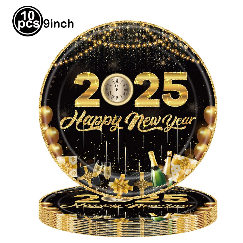 Happy New Year 2025 Balloons Gold Number 2025 Foil Balloons Happy New Year Letters Balloon Banner Gold New Years Eve Party Decor