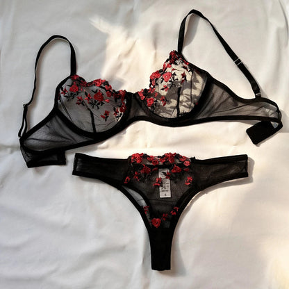Sexy Lingerie Fancy Lace Eroticу Set Woman 2 Pieces Transparent Women's Underwear Embroidery Erotic Beautiful Bra And Panty Sets