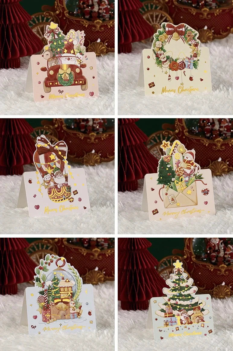 18/12/6PCS  Greeting Cards With Envelope Friend Family Blessing Postcard For Birthday New Year Christmas Gifts Xmas Decoration