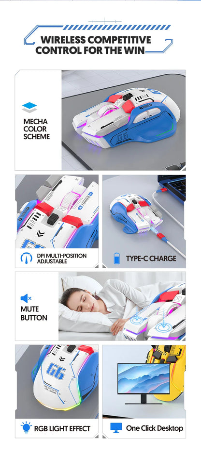 Tri-mode 2.4G USB Bluetooth Wireless Gamimg Mouse 12 keys RGB Game Wired Meche Mice for Windows IOS Home Office Laptop PC Gamer