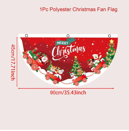 Christmas Fan-shaped Flag Banner Christmas Decoration for Home 2024 Christmas Ornament Xmas Navidad Noel Gift New Year 2025