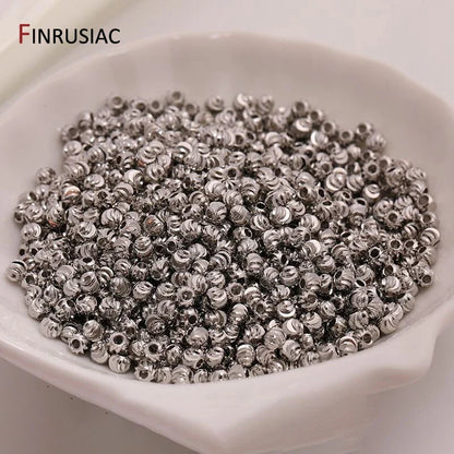 18K Gold Plated Brass Spacer Beads For Jewelry Making Materials,Separators For Beads, Striped Cut Flower Beads For Needlework