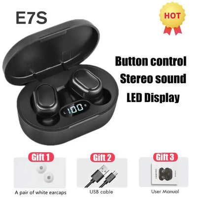 Original E7S Wireless Bluetooth Headset with Mic LED Display Earbuds for iPhone Xiaomi TWS Earphone Bluetooth Headphones Earbuds