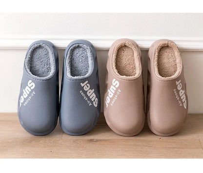 Comwarm Fur Sports Slippers For Women Winter Outdoor Waterproof Plush Home Slippers Female Fashion Indoor Soft Warm Furry Shoes