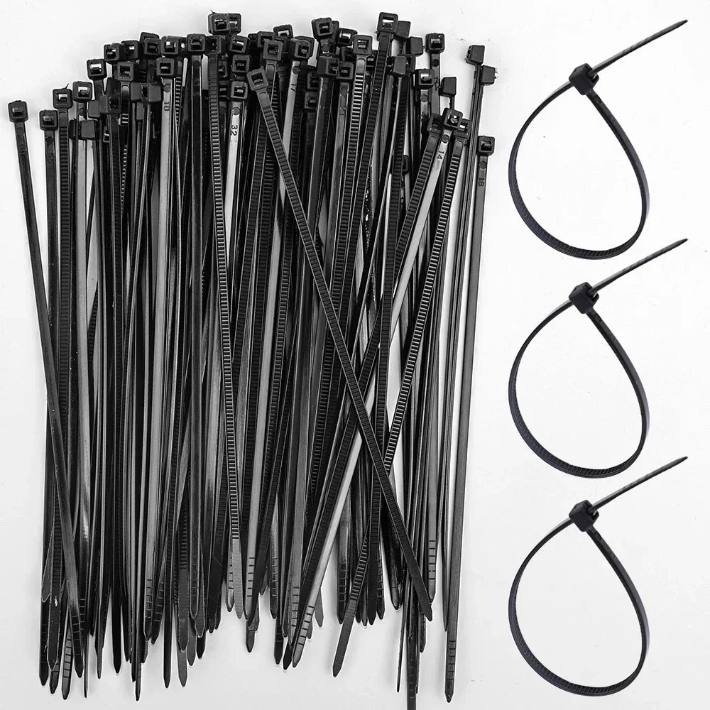 500/100Pcs Wholesale Plastic Nylon Cable Ties Self-locking Cord Straps Adjustable Cables Fastening Loop Home Office Wire Zip Tie
