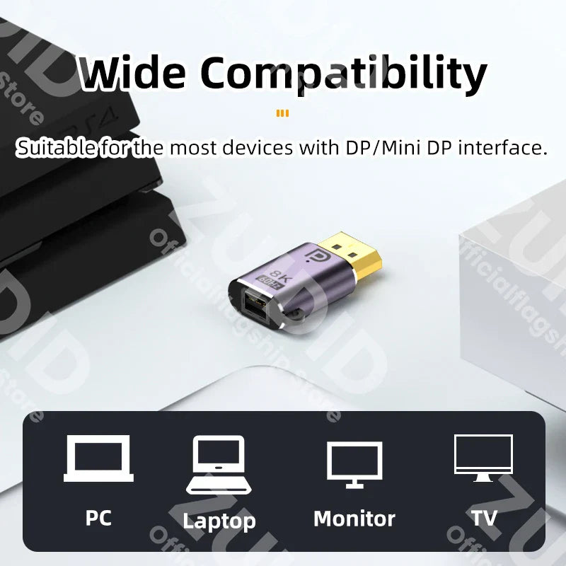 Mini DP to Displayport 1.4 Adapter Converter 8K@60Hz Bi-Directional DP to Mini DP Male to Female Cable Extender for MacBook Pro