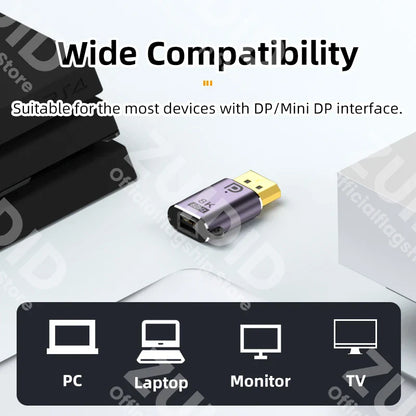Mini DP to Displayport 1.4 Adapter Converter 8K@60Hz Bi-Directional DP to Mini DP Male to Female Cable Extender for MacBook Pro