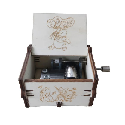 Merry Christmas Music Box Wooden Antique Carved Hand Cranked Classic Theme Music for Birthday Party Gifts Family Decoration