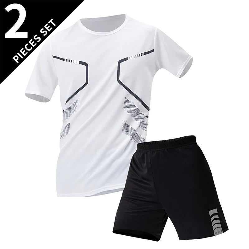 2/6 Pack Plus Size Men's Quick-drying Short-sleeved Shorts Suit Men's Leisure Sports Running Fitness T-shirt Joker Shorts Teen