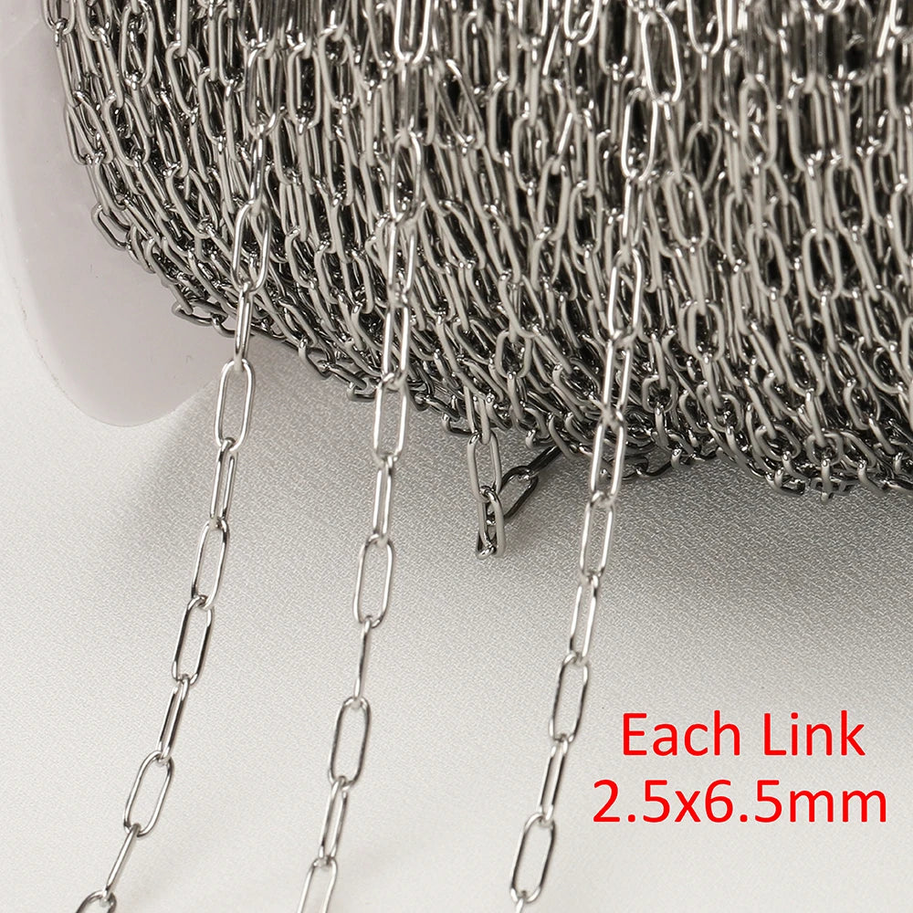 No Fade 2Meters Stainless Steel Chains for Jewelry Making DIY Necklace Bracelet Accessories Gold Chain Lips Beads Beaded Chain