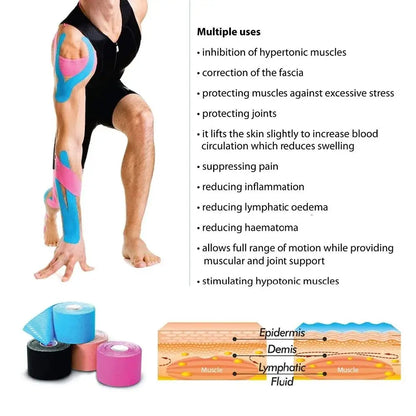 Tapes Kinesio Elastic Bandage Knee Pads Tapes Kinesiology Support Pads Locking Sports Self-Adhesive Venda Kinesiotape Bandage ￼