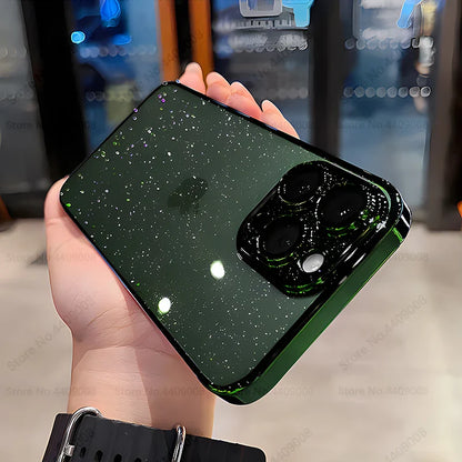 Luxury Clear Electroplated Glitter Cases For iPhone 12 13 14 15 Pro Max 15 Plus Plating Transparent Case Shockproof Hard Cover