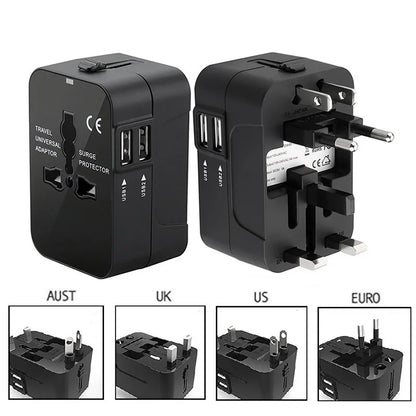 Global Universal Conversion Travel Plug USB Sockets EU US AC Power Adapter Converter With Child Protection Safety Cover Locking