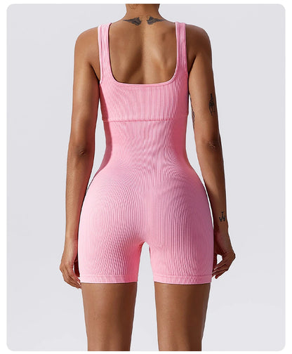 High Elastic Integrated Tight Fitting Jumpsuit Aerial Beauty Back Yoga Suit Seamless Jumpsuit for Women