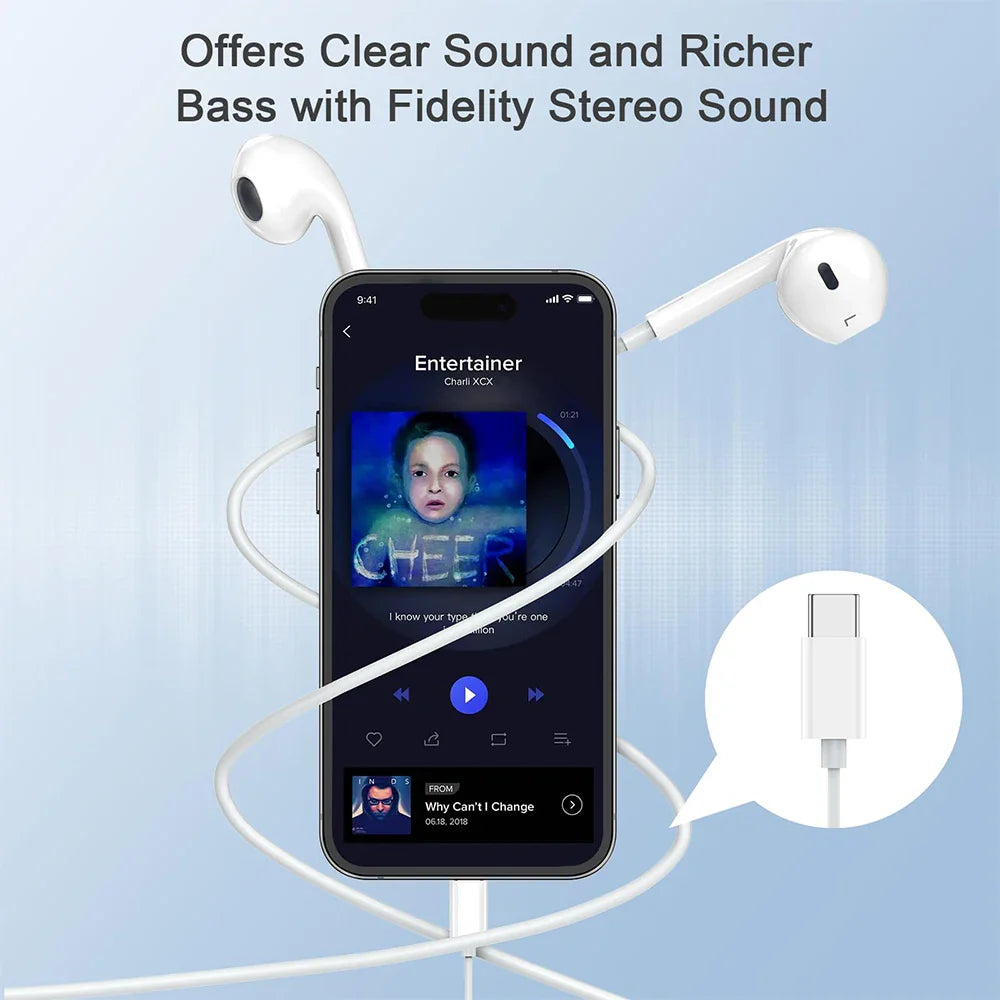 Original Wired Earphones For iPhone 15/14/13/12/11 Pro Max 7/8Plus X/XR/XS iPad In-Ear Earbud For Lightning USB C 3.5mm Earbuds