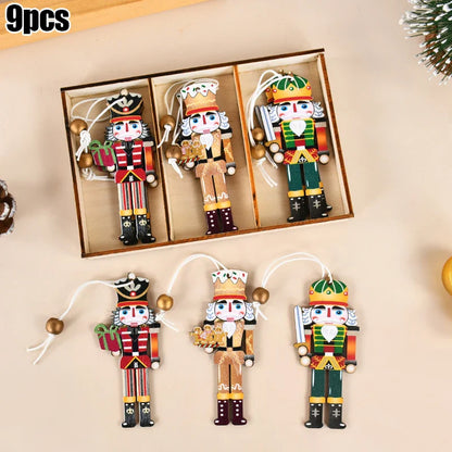 Christmas Nutcracker Soldier Wooden Pendant Xmas Tree Hanging Ornaments 2024 Navidad Decoration for Home 2025 New Year Gifts