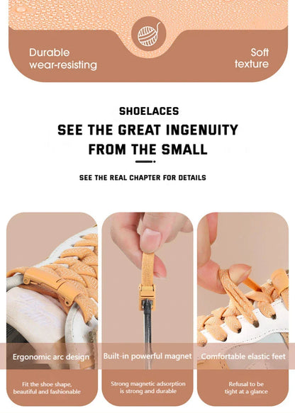 Magnetic Locking Shoelaces without ties Sneakers elastic laces  Children Adults Quick On/Off Shoelaces Shoe accessories 1 Pair