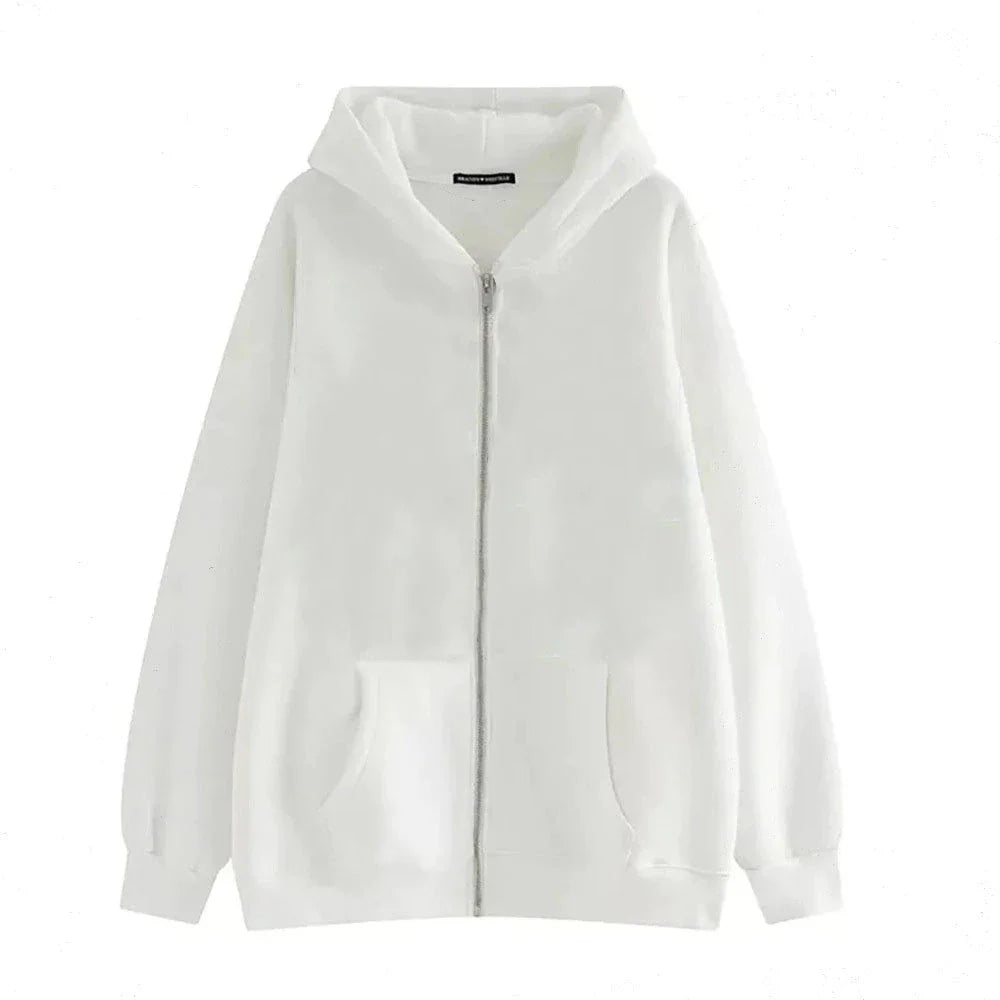 Men's Fleece Jackets Fashion Zipper Sweatshirts Spring Autumn Loose Casual Hoodies Women's Y2k Long Sleeve Solid Hooded Jacket