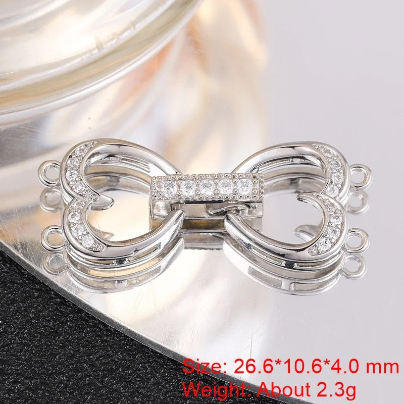 Juya Handmade 18K Gold Silver Plated Fastener Bail Connector Clasps Accessories For Needlework Pearls Beads Jewelry Making