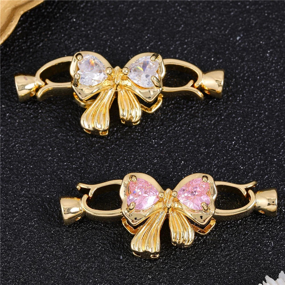 Juya Handmade 18K Gold Silver Plated Fastener Bail Connector Clasps Accessories For Needlework Pearls Beads Jewelry Making