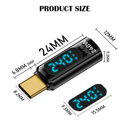 Transparent LED Display PD240W USB4.0 40Gbps Type C to C OTG Adapter 8K@60Hz 5A Fast Charging Cable for iPhone 15 14 MacBook Pro