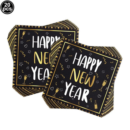 Happy New Year 2025 Balloons Gold Number 2025 Foil Balloons Happy New Year Letters Balloon Banner Gold New Years Eve Party Decor